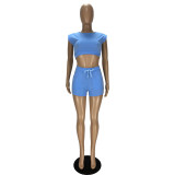 Round neck sleeveless sexy two-piece set with navel exposed YT3270