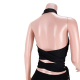 Sexy Halter Cross-Tie Split Swimsuit GL6372