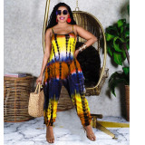 Tie-dye printed loose suspender jumpsuit MN8359