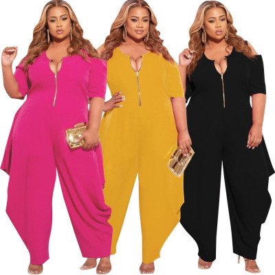 Fashion plus size women's solid color sexy jumpsuit S66305