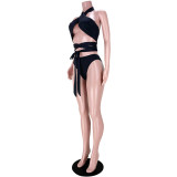 Sexy Halter Cross-Tie Split Swimsuit GL6372