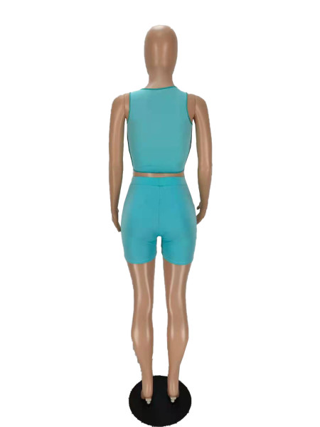 Contrasting color stitching strap hollow two-piece suit MN8361