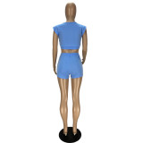 Round neck sleeveless sexy two-piece set with navel exposed YT3270