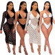 Polka dot bikini net gauze three-piece suit B753