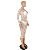 Polka dot bikini net gauze three-piece suit B753