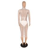 Polka dot bikini net gauze three-piece suit B753
