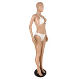 Polka dot bikini net gauze three-piece suit B753