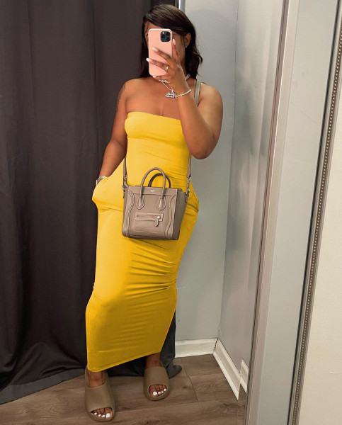 Fashion solid color tube top high stretch dress WJ5223