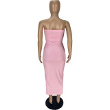 Fashion solid color tube top high stretch dress WJ5223