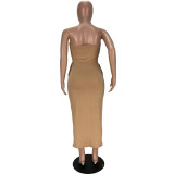 Fashion solid color tube top high stretch dress WJ5223