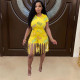 Fashion letter print shorts tassel two-piece set WJ5220