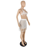 Beach fringed skirt suit E539