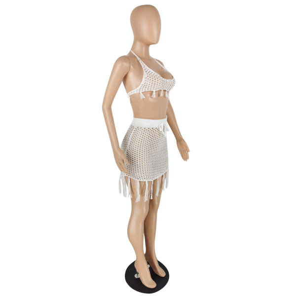 Beach fringed skirt suit E539