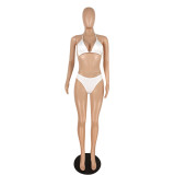 Polka dot bikini net gauze three-piece suit B753