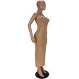 Fashion solid color tube top high stretch dress WJ5223