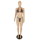 Three-piece rhinestone bikini and net gauze coverall E507