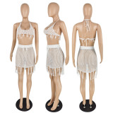 Beach fringed skirt suit E539