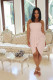 Zip-back pleated wrap breast dress H8926