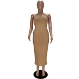 Fashion solid color tube top high stretch dress WJ5223