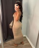 Fashion solid color tube top high stretch dress WJ5223