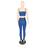 Two-piece high elastic imitation denim positioning printing set E509
