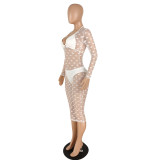 Polka dot bikini net gauze three-piece suit B753