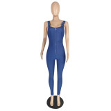 High stretch imitation denim overalls C651