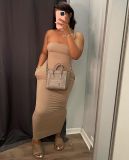 Fashion solid color tube top high stretch dress WJ5223