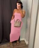 Fashion solid color tube top high stretch dress WJ5223