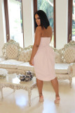Zip-back pleated wrap breast dress H8926