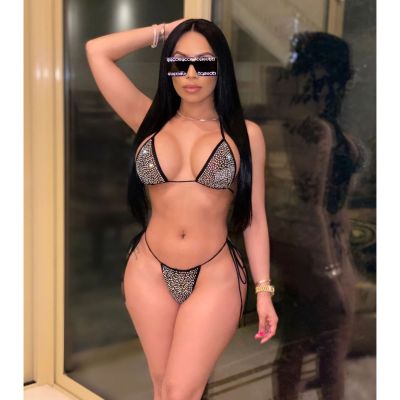 Three-piece rhinestone bikini and net gauze coverall E507