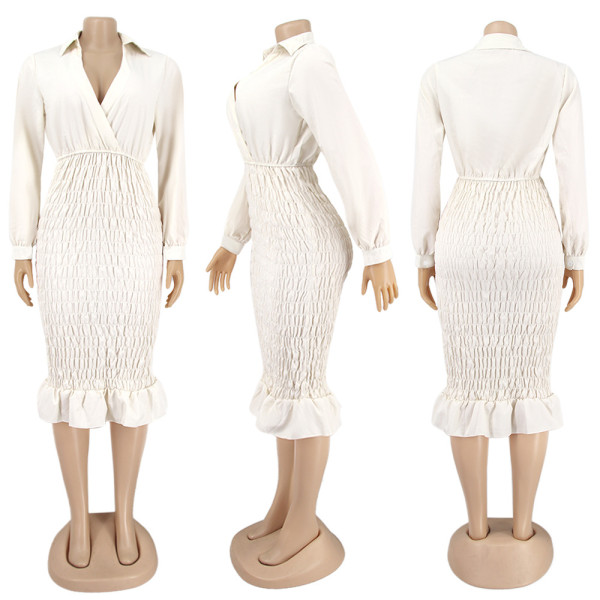 V-neck long-sleeved ladies slim dress nightclub dress H193