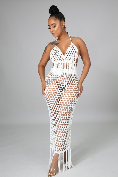 Sexy ladies knit suit hollow swimsuit beach blouse two-piece suit Z0109