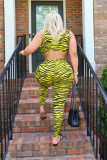 Ladies Print Suit Sexy Vest Tight Sports Casual Suit G0399