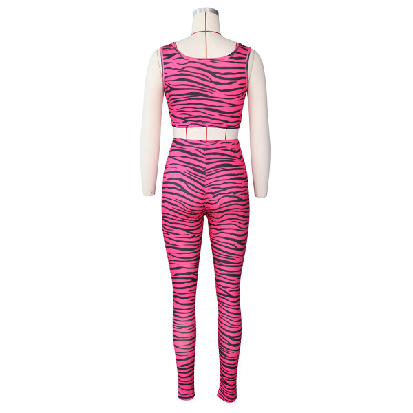 Ladies Print Suit Sexy Vest Tight Sports Casual Suit G0399