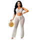 Sexy knitted mesh hollow woolen two-piece suit Z0113