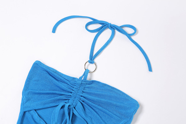 Halter neckline neckline sexy hollow slim slim navel bag hip dress K21D03110