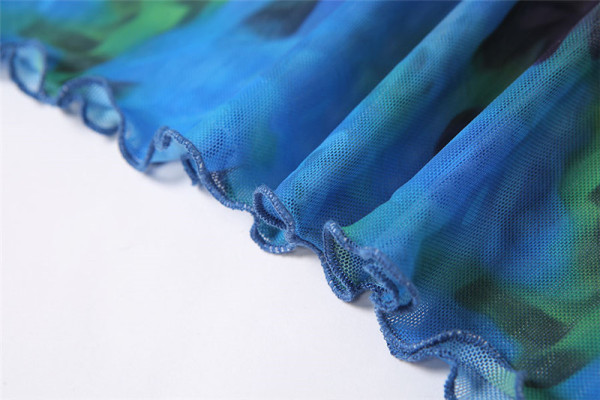 New style long skirt round neck sexy net gauze see-through wood ear slim dress K21D01690