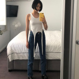 New solid color U-neck sexy vest suspenders K20658T