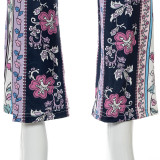 New printed bohemian high-waisted micro-flared trousers suit K21ST410