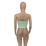 New fashion casual thread solid color camisole T-shirt G8145
