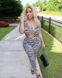 Ladies Print Suit Sexy Vest Tight Sports Casual Suit G0399