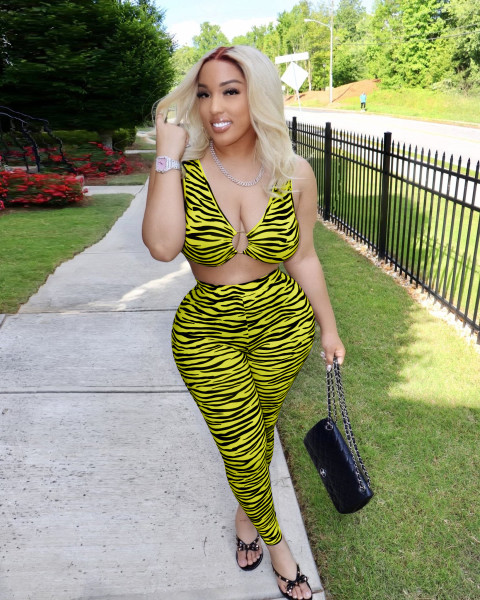 Ladies Print Suit Sexy Vest Tight Sports Casual Suit G0399