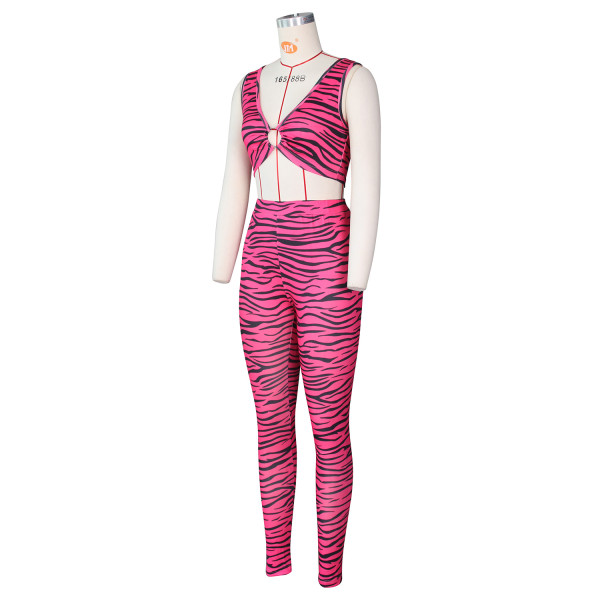 Ladies Print Suit Sexy Vest Tight Sports Casual Suit G0399