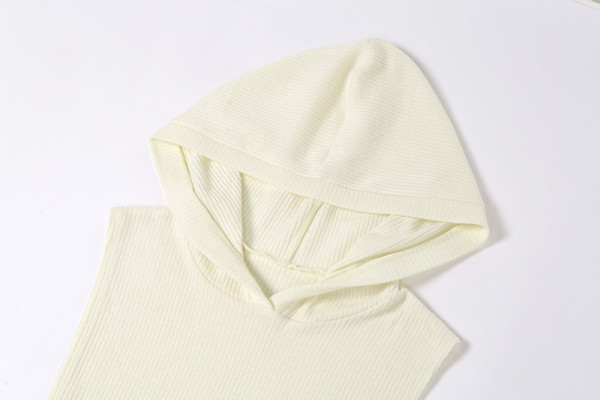 Fashionable Sleeveless Solid Color Split Hollow Hollow Hoodie K21L03337