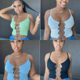 New fashion casual thread solid color camisole T-shirt G8145