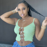 New fashion casual thread solid color camisole T-shirt G8145