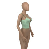 New fashion casual thread solid color camisole T-shirt G8145