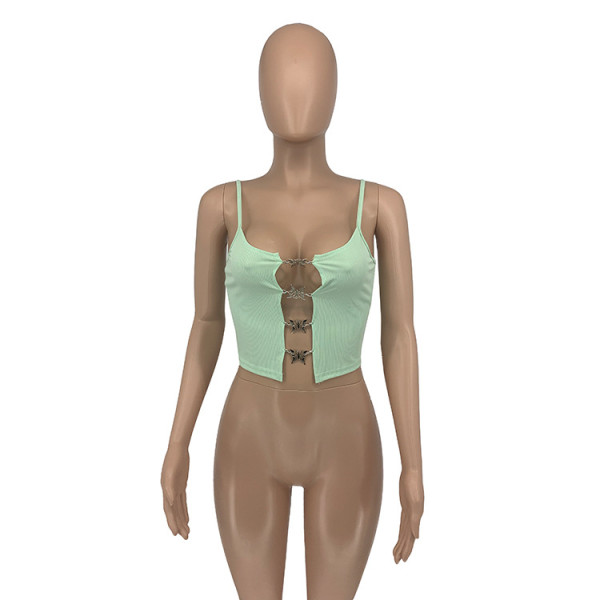 New fashion casual thread solid color camisole T-shirt G8145