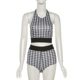 Ladies Fashion Sexy Halter Halter Digital Printing Sports Suit K21S04106